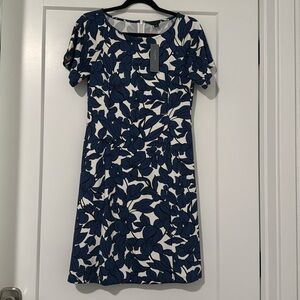 Ann Taylor Blue And White Floral Dress Nwt